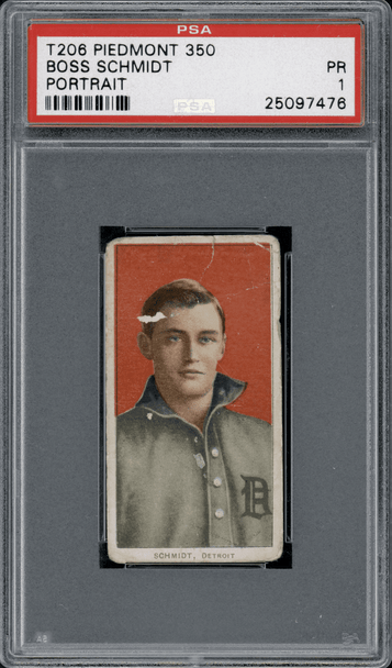 1910 T206 Boss Schmidt Portrait Piedmont 350 PSA 1 front of card