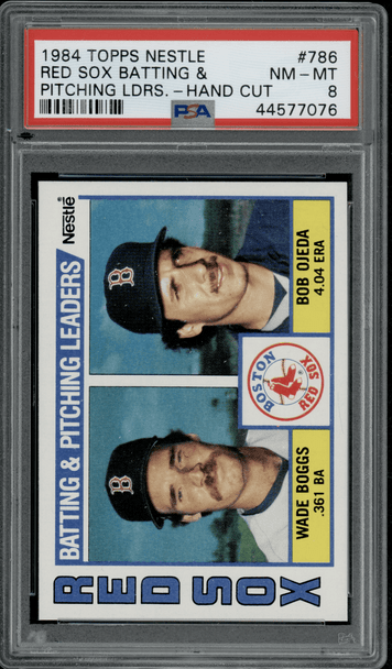 1984 Topps Nestle Wade Boggs & Bob Ojeda #786 PSA 8 front of card