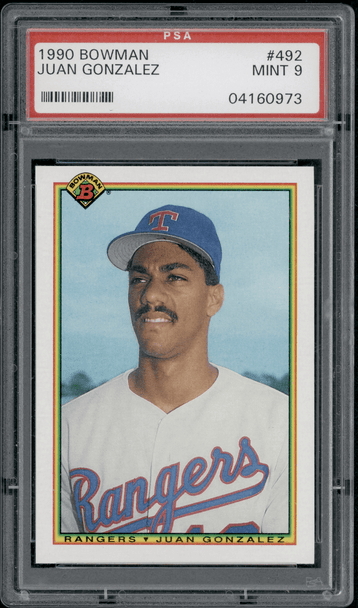 1990 Bowman Juan Gonzalez PSA 9 front of card
