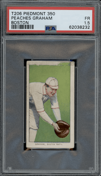 1910 T206 Peaches Graham Boston Piedmont 350 PSA 1.5 front of card