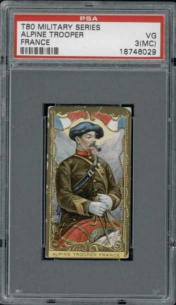 1911 T80 Tolstoi Cigarettes Alpine Trooper (France) Military Series PSA 3(MC) front of card