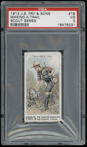1912 J.S. Fry & Sons Making a Trail Scout Series #18 Fry's Pure Cocoa & Chocolate PSA 3 front of card