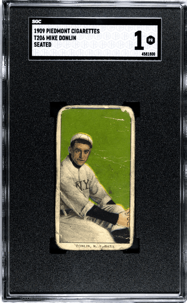 1909 T206 Mike Donlin Seated Piedmont 150 SGC 1 front of card