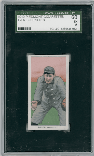 1910 T206 Lou Ritter Piedmont 350 SGC 5 front of card