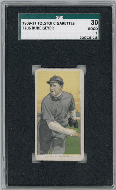 1909-1911 T206 Rube Geyer Tolstoi SGC 2 front of card
