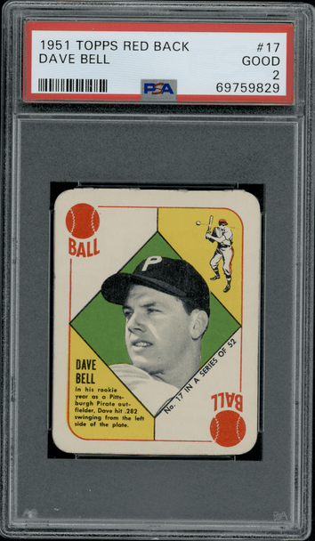 1951 Topps Dave Bell #17 Red Backs PSA 2 front of card