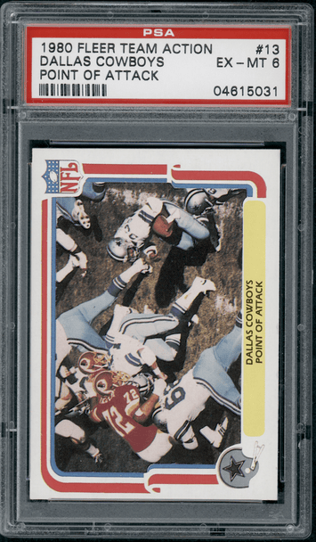 1980 Fleer Team Action Point of Attack #13 PSA 6 front of card