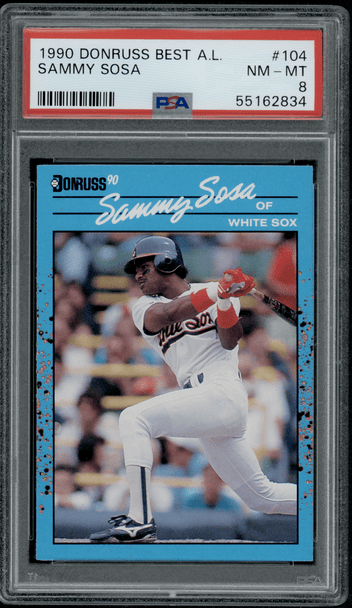 1990 Donruss Best A.L. Sammy Sosa #104 PSA 8 front of card