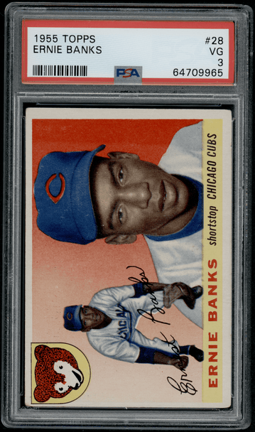1955 Topps Ernie Banks #28 PSA 3 front of card