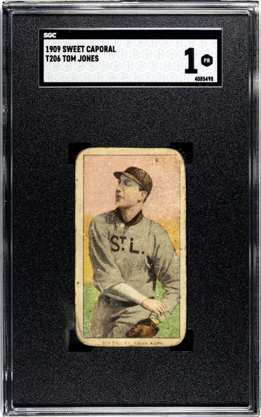 1909 T206 Tom Jones Sweet Caporal 150 SGC 1 front of card