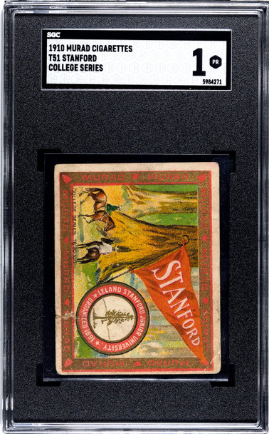 1910 T51 Murad Cigarettes Stanford College College Series SGC 1 front of card