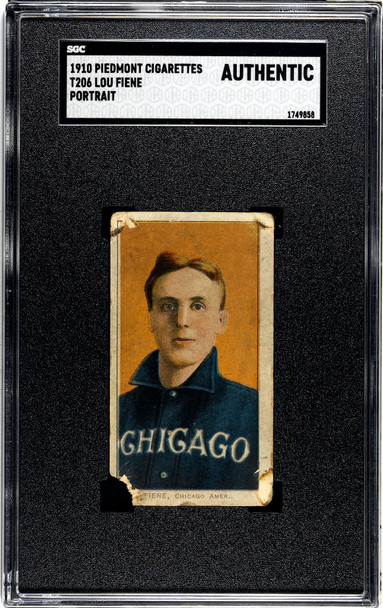1910 T206 Lou Fiene Portrait Piedmont 350 SGC A front of card
