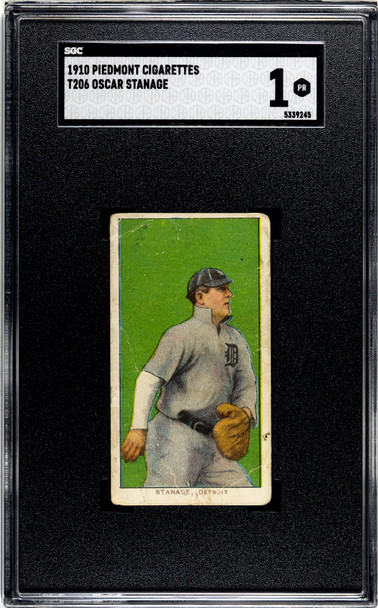 1910 T206 Oscar Stanage Piedmont 350 SGC 1 front of card