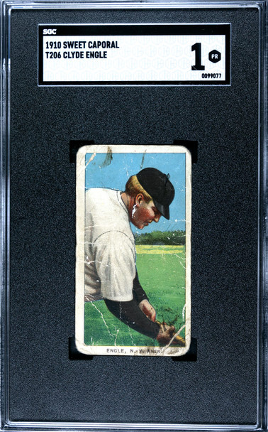 1910 T206 Clyde Engle Sweet Caporal 350 SGC 1 front of card