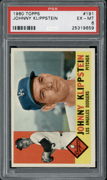 1960 Topps Johnny Klippstein #191 PSA 6 front of card