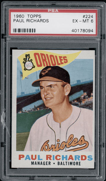 1960 Topps Paul Richards #224 PSA 6 front of card