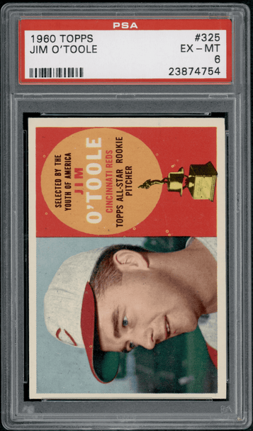 1960 Topps Jim O'Toole #325 PSA 6 front of card