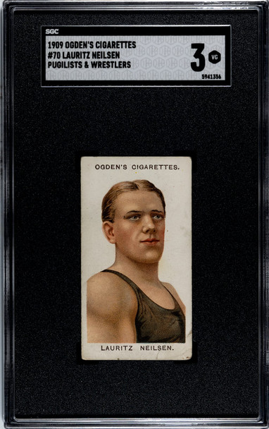 1909 Ogden's Cigarettes Lauritz Neilsen #70 Pugilists & Wrestlers SGC 3 front of card