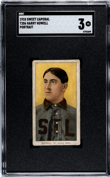 1910 T206 Harry Howell Portrait Sweet Caporal 350 SGC 3 front of card