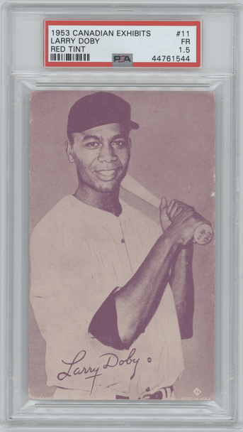 1953 Canadian Exhibits Larry Doby Red Tint PSA 1.5 front of card
