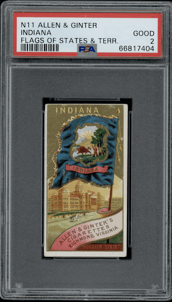 1888 N11 Allen & Ginter Indiana Flags of the States & Territories PSA 2 front of card