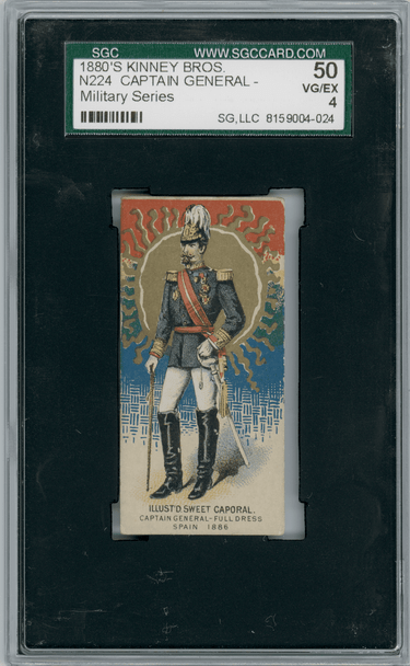 1888 N224 Kinney Bros. Captain General Full Dress Military Series SGC 4 front of card
