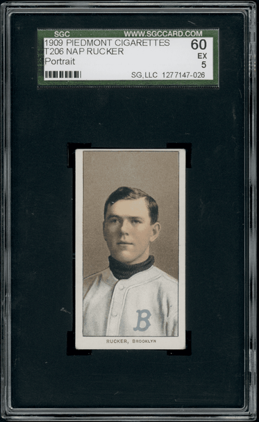 1909 T206 Nap Rucker Portrait Piedmont 150 SGC 5 front of card