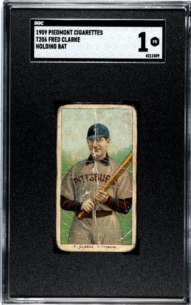 1909 T206 Fred Clarke Holding Bat Piedmont 150 SGC 1 front of card
