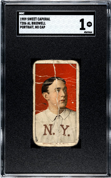 1909 T206 Al Bridwell Portrait, No Cap Sweet Caporal 150 SGC 1 front of card