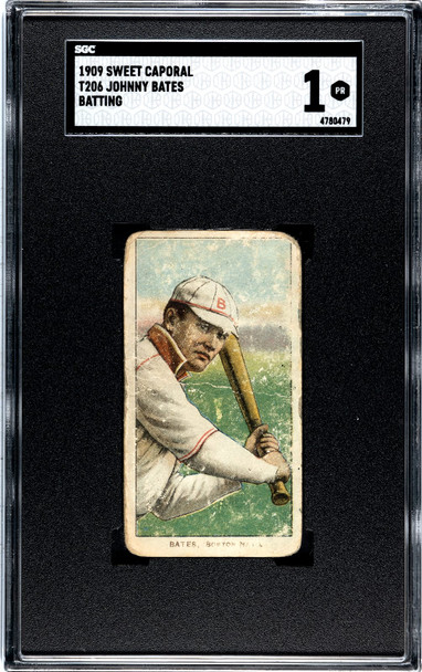 1909 T206 Johnny Bates Batting Sweet Caporal 150 SGC 1 front of card