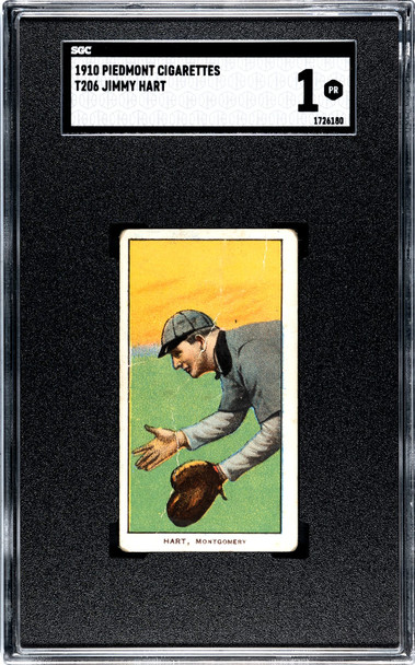 1910 T206 Jimmy Hart Piedmont 350 SGC 1 front of card