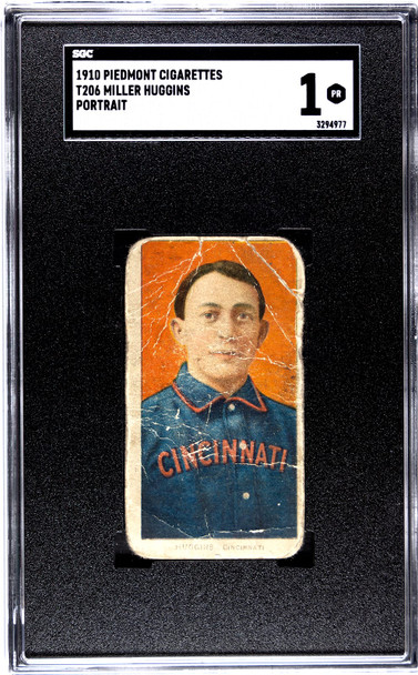 1910 T206 Miller Huggins Portrait Piedmont 350 SGC 1 front of card