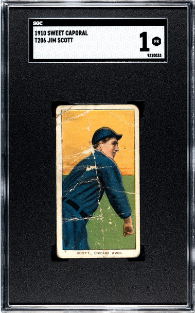 1910 T206 Jim Scott Sweet Caporal 350 SGC 1 front of card