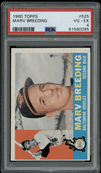 1960 Topps Marv Breeding #525 PSA 4 front of card