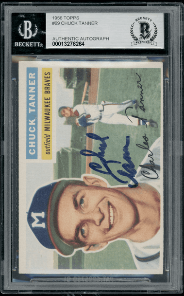 1956 Topps Chuck Tanner #69 BGS Authentic Auto front of card