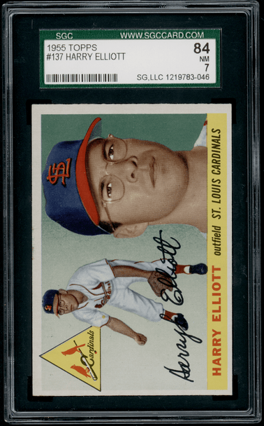 1955 Topps Harry Elliott #137 SGC 7 front of card