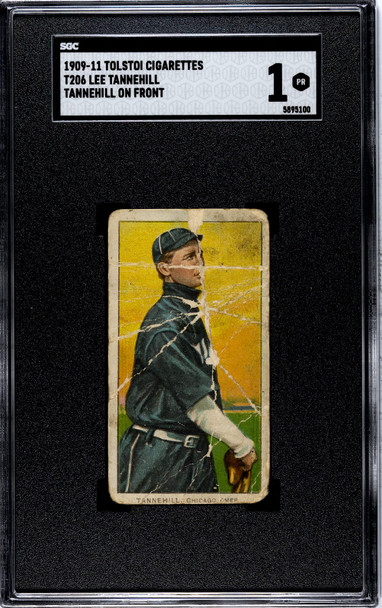 1909 T206 Lee Tannehill Tannehill on Front Tolstoi SGC 1 front of card