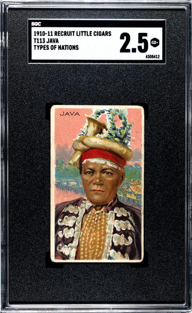 1910 T113 Types of All Nations Java Recruit Little Cigars SGC 2.5 front of card