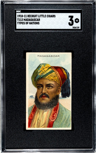 1910 T113 Types of All Nations Madagascar Recruit Little Cigars SGC 3 front of card