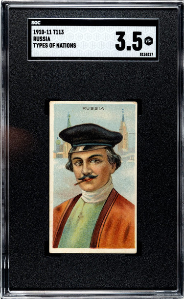 1910 T113 Types of All Nations Russia Sub Rosa Little Cigars SGC 3.5 front of card