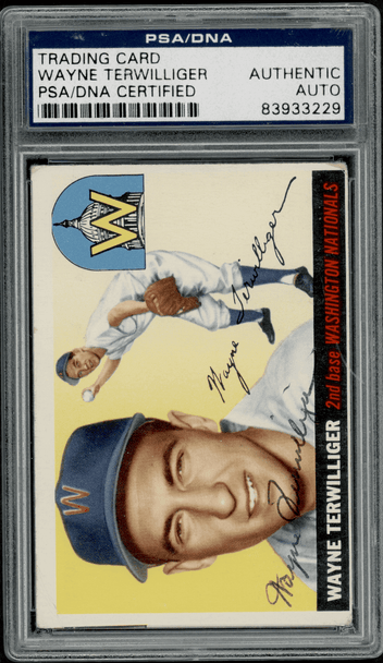 1955 Topps Wayne Terwilliger #34 PSA Authentic Auto front of card