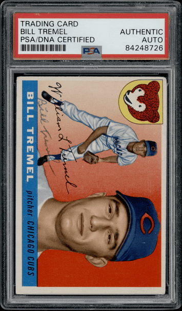 1955 Topps Bill Tremel #52 PSA Authentic Auto front of card