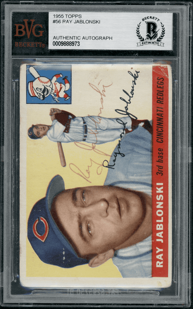 1955 Topps Ray Jablonski #56 BVG Authentic Auto front of card