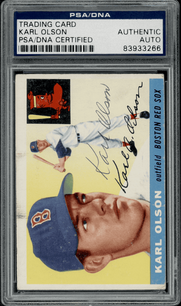 1955 Topps Karl Olson #72 PSA Authentic Auto front of card