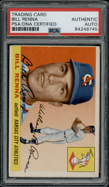 1955 Topps Bill Renna #121 PSA Authentic Auto front of card