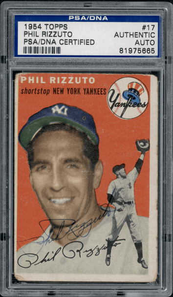 1954 Topps Phil Rizzuto #17 PSA Authentic Auto front of card