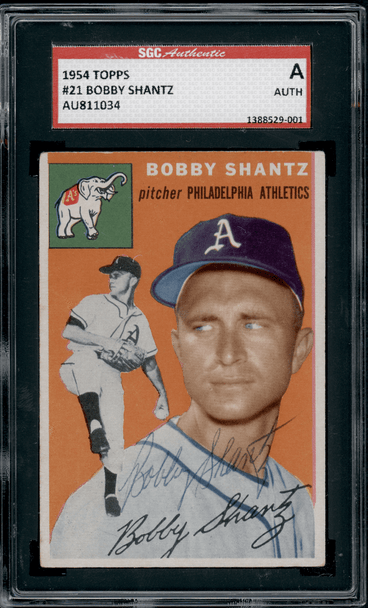 1954 Topps Bobby Shantz #21 SGC Authentic Auto front of card