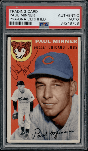1954 Topps Paul Minner #28 PSA Authentic Auto front of card