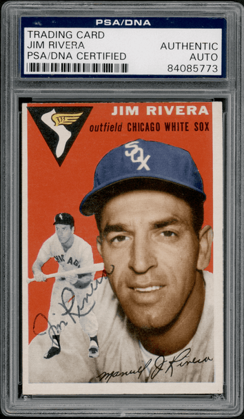 1954 Topps Jim Rivera #34 PSA Authentic Auto front of card