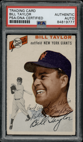 1954 Topps Bill Taylor #74 PSA Authentic Auto front of card
